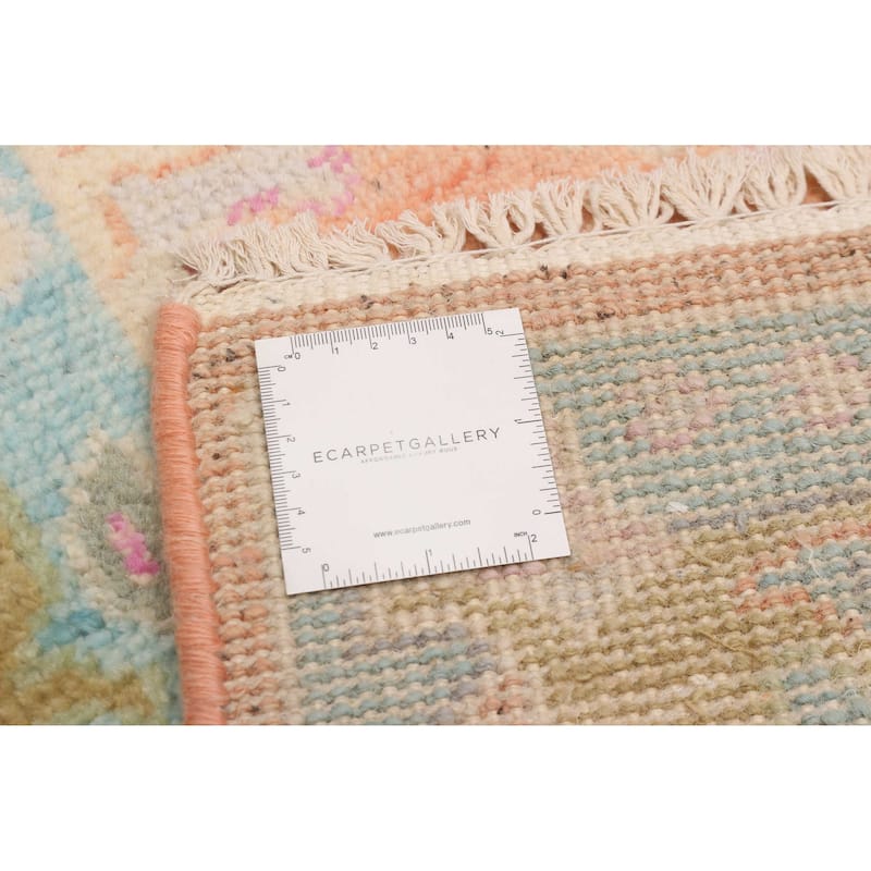 ECARPETGALLERY Hand-knotted Modern Oushak Coral Wool Rug - 2'6 x 9'7
