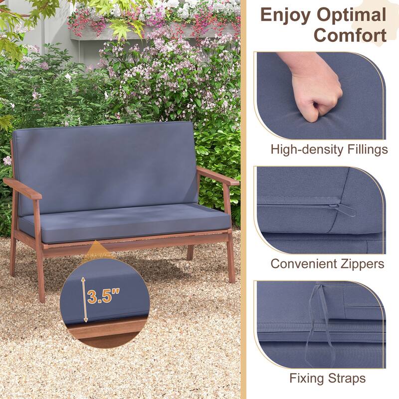 Costway 4 PCS Patio Conversation Set Acacia Wood Sofa Coffee Table - See Details