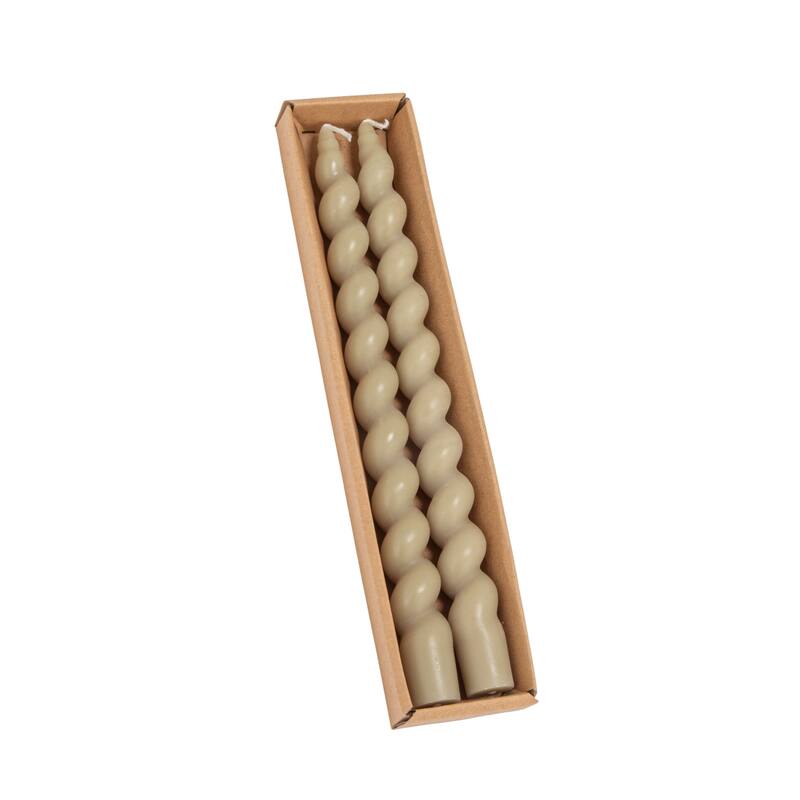Unscented Twisted Taper Candles in Box - 0.88"L x 0.88"W x 10.0"H - Grey