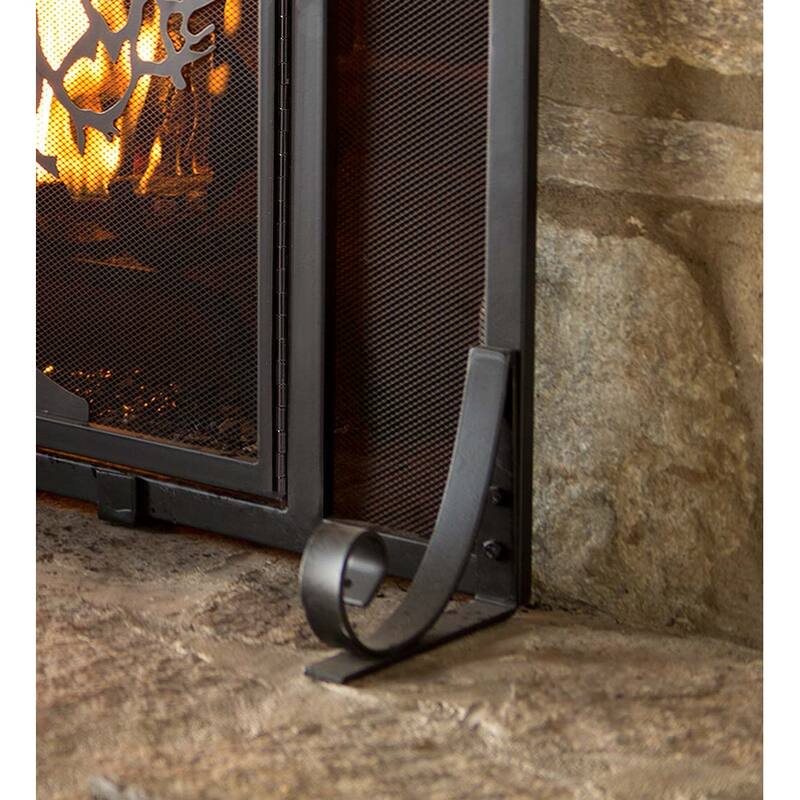 44" x 33" Tree of Life Fire Screen with Door - Black