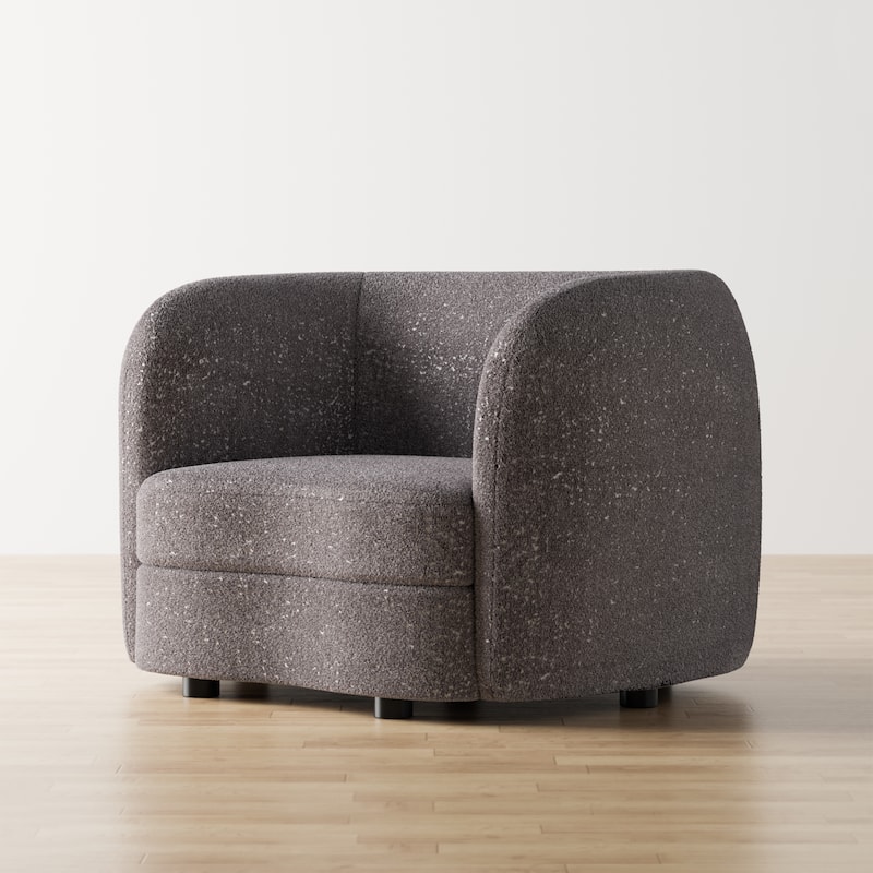 Furniture of America Ophelia Modern Curved Arms Boucle Accent Chair with Kidney Style Seat and Round Wooden Legs