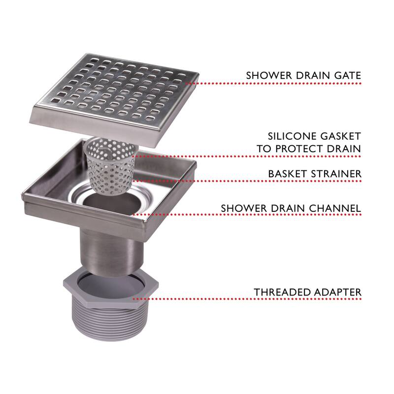 Design House 542852 4" Square Shower Drain