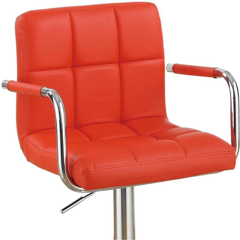 Faux Leather Bar Stool Set of 2, Adjustable Counter Height Chairs with Armrests, Kitchen Island Stools with Back