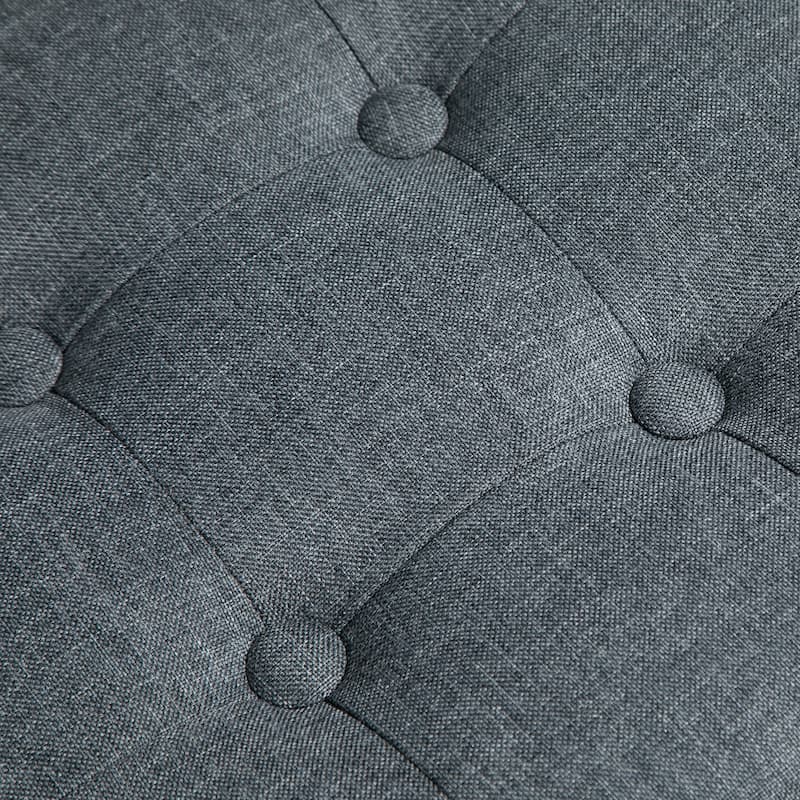 HOMCOM Tufted Ottoman Linen-Touch Fabric Upholstered Footrest Stool with Anti-Slip Pads