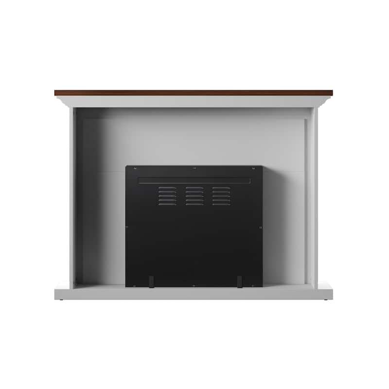 Farmhouse Wall Mantel with 23" Fireplace with Faux Brick Surround, White