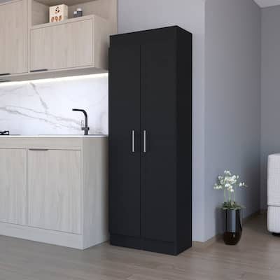 Black 5-Shelf Storage Pantry Cabinet