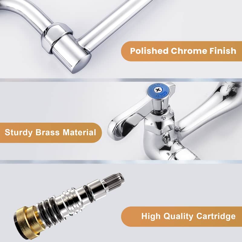 WOWOW Double Handle Wall Mount Standard Kitchen Faucet