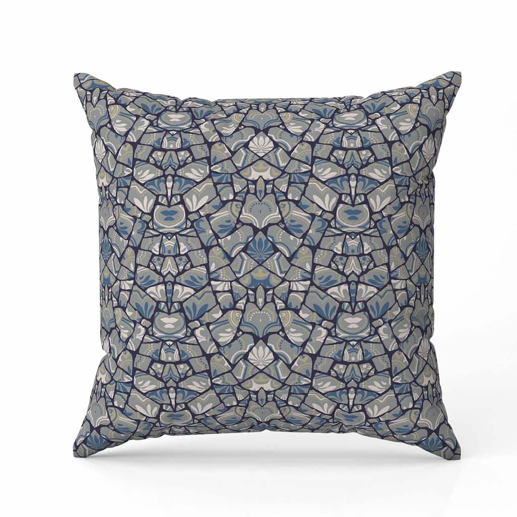 Wildflower Lagoon Faux Suede Reversible Throw Pillow Gray and Blue