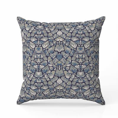 Wildflower Lagoon Indoor/Outdoor Reversible Throw Pillow Gray and Blue