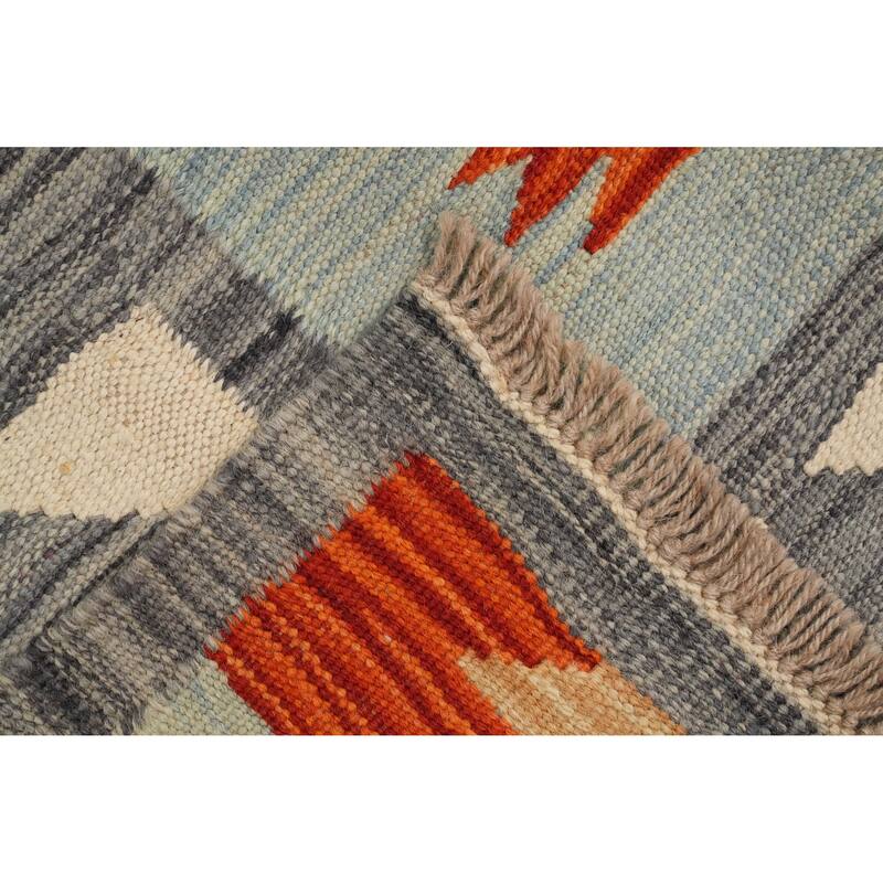 Hand Woven Oriental 100% Wool Carpet Southwestern Tribal Multi-Colored Kilim Area Rug - 11' 3'' X 8' 3''
