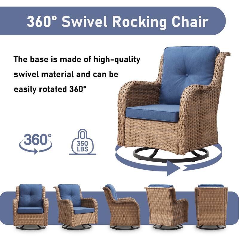 6 Piece Set with Sofa Swivel Chair Ottoman