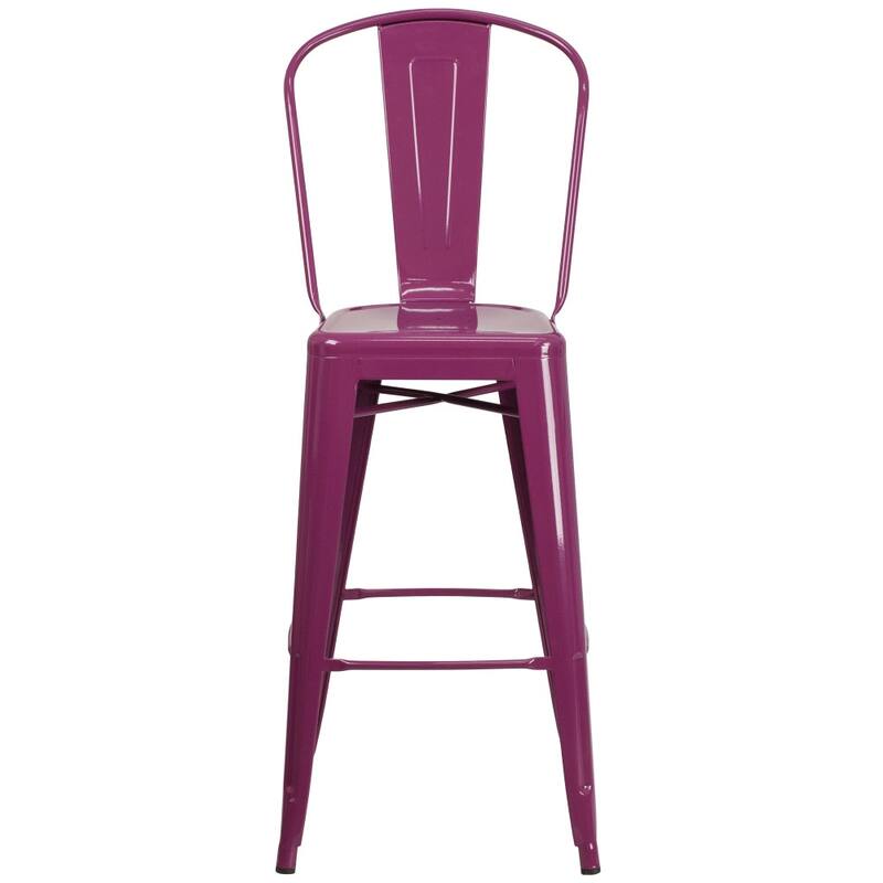 4 Pack 30" High Metal Indoor-Outdoor Barstool with Back - Kitchen Furniture