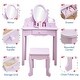 preview thumbnail 10 of 10, Kids Vanity Set with Mirror & Stool, Wooden Princess Makeup Dressing Table with Drawers for Girls Ages 4-9 - N/A