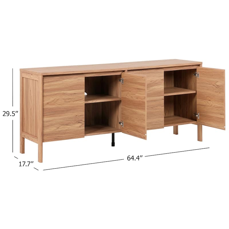 SAFAVIEH Home Glapelle 4-Door 2-Shelf Sideboard - 64"W x 18"D x 30"H