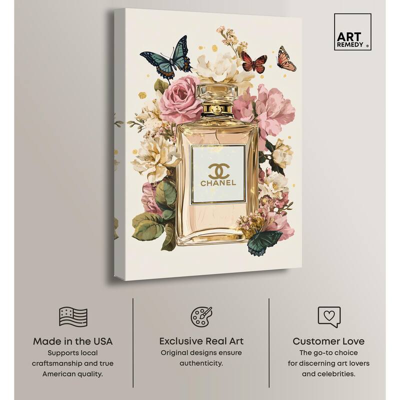Glam Bloom Butterfly Perfume Canvas by Art Remedy, Gallery Wrapped