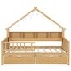 preview thumbnail 14 of 16, Full-Size Wooden House Platform Bed with LED Lighting‌ – Includes Storage Shelves, Drawers & Guardrail .