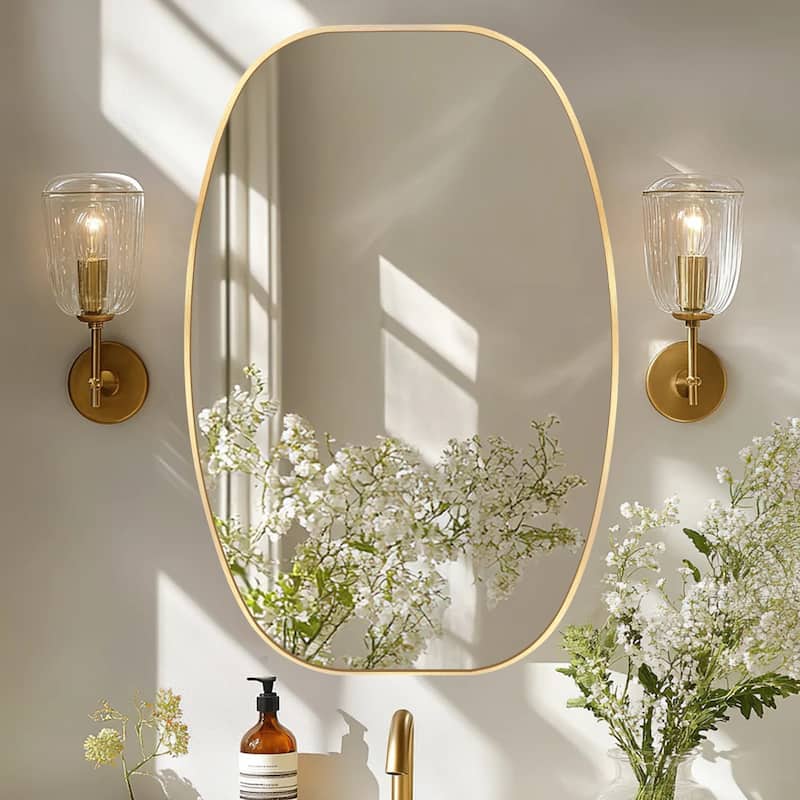 2 Pack Oval Mirror Vanity Decorative Wall Mirror - 30X40 - Gold