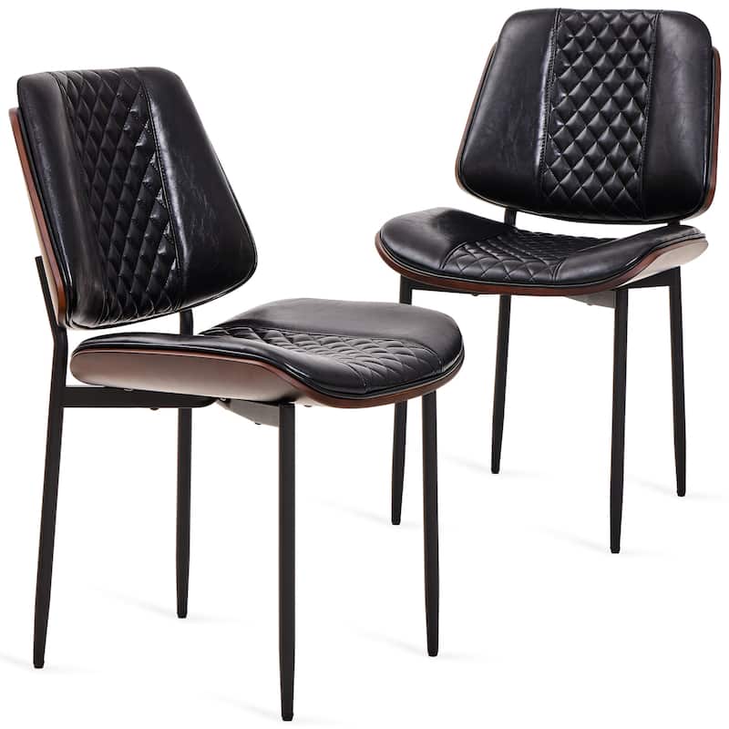 Set of 2 Mid-Century Dining Chairs, Retro Bentwood Design - Black