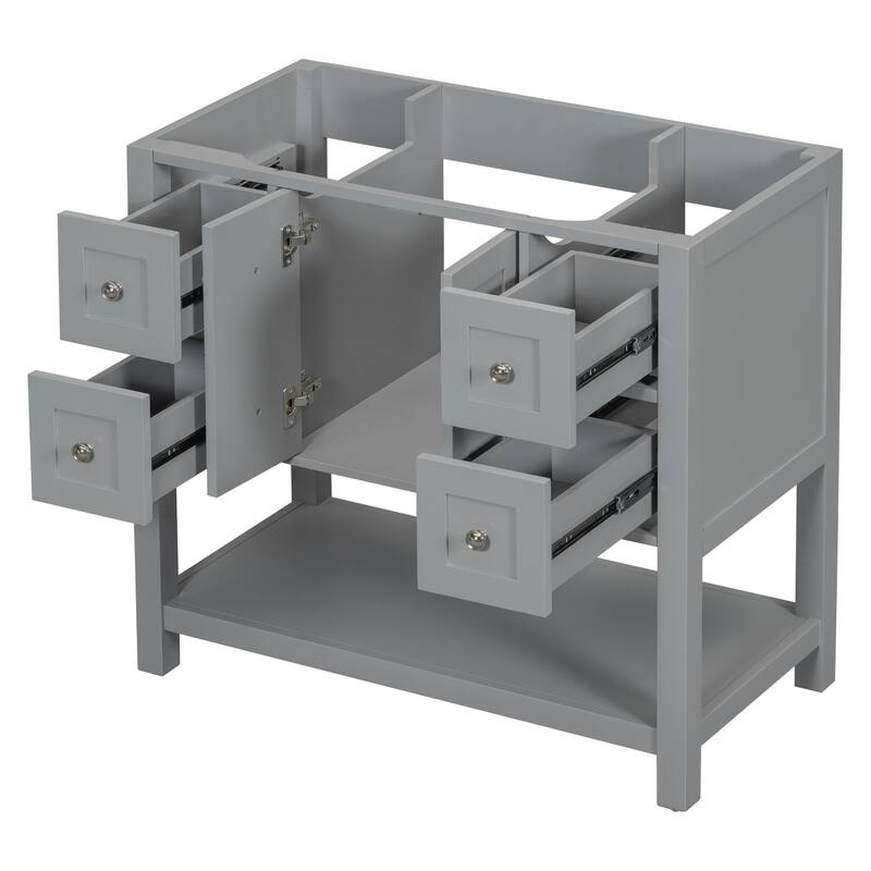 36" Bathroom Vanity without Sink, with 4 Drawers& Soft Closing Doors