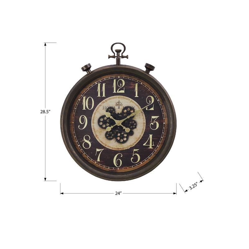 24" Round Gear Mechanism Wall Clock