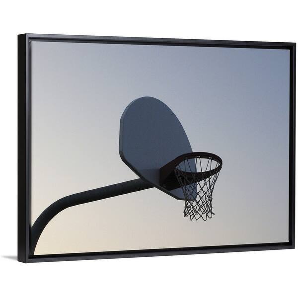Shop A Basketball Backboard Hoop And Net Clear Blue Sky Black Float Frame Canvas Art Overstock 25502298