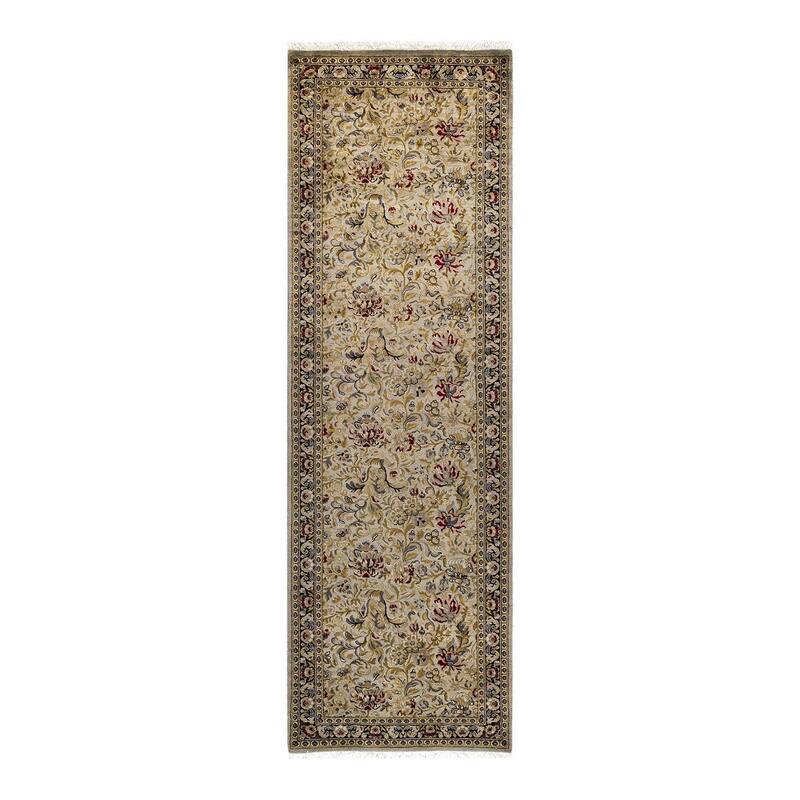 Overton Hand Knotted Wool Vintage Inspired Modern Contemporary Overdyed Ivory Runner Rug - 2' 6" x 8' 2"