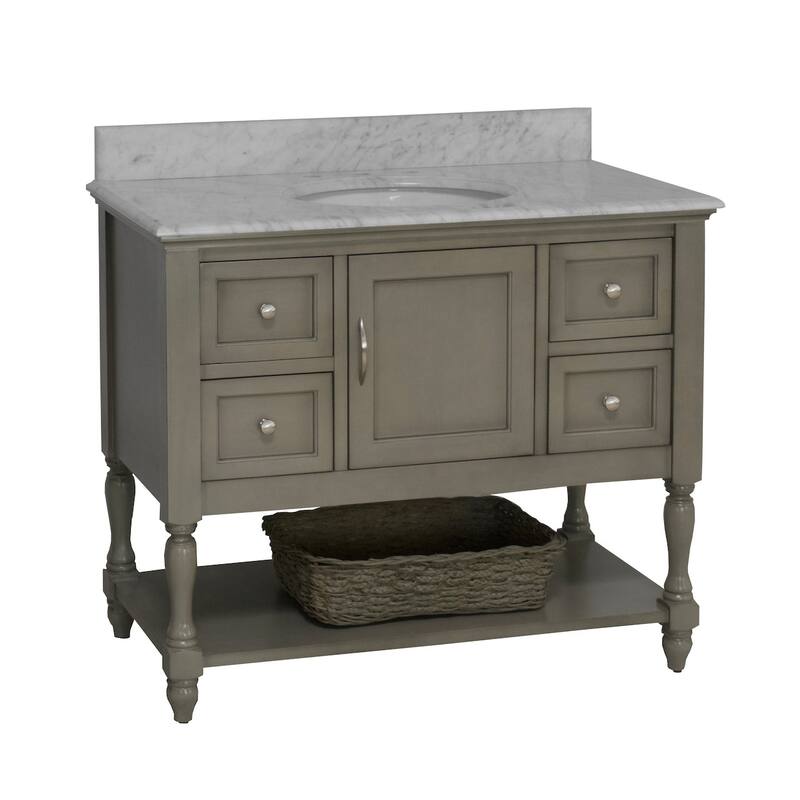 KitchenBathCollection Beverly 42" BathroomVanity w/ Carrara Marble Top