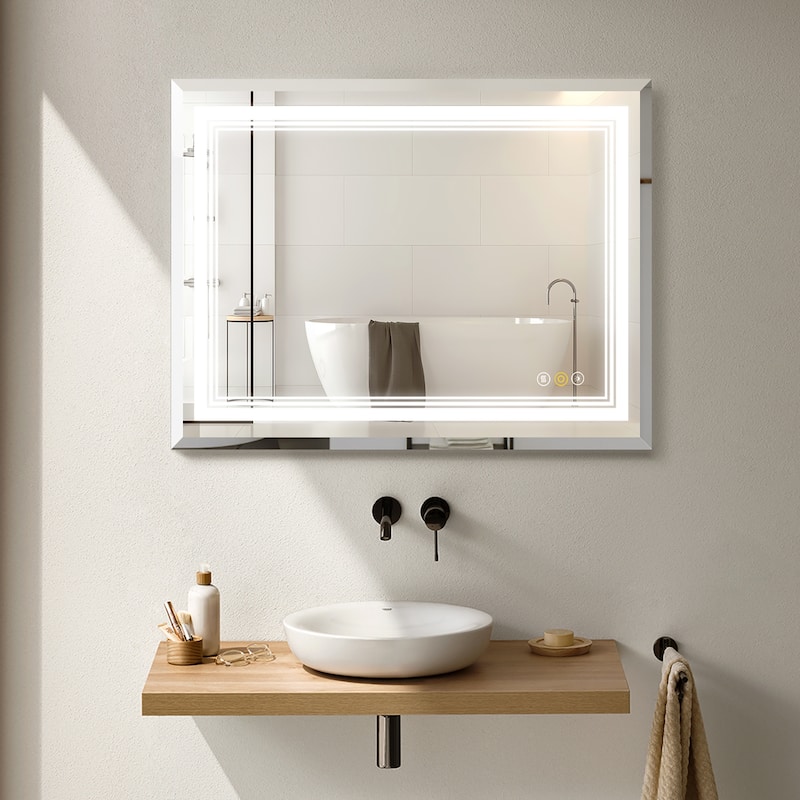 36 in. W x 30 in. H Anti-fog LED Wall Bathroom Vanity Mirror with Backlit and Front Lighting