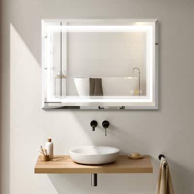36 in. W x 30 in. H Anti-fog LED Wall Bathroom Vanity Mirror with Backlit and Front Lighting