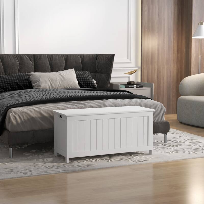 39.4" Storage Chest w/ 2 Safety Hinges - White