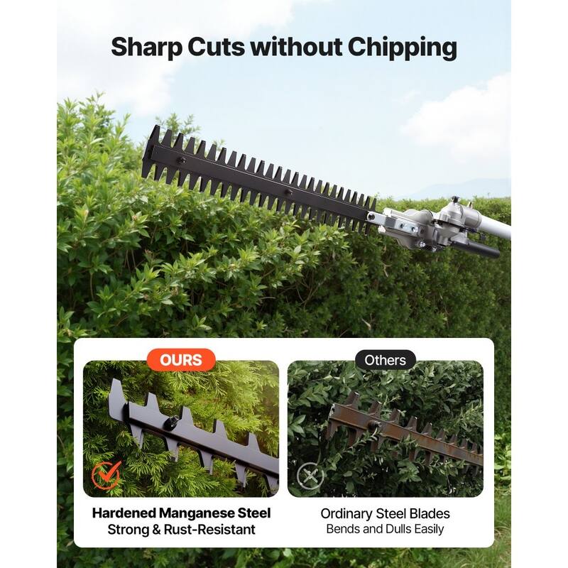 Powerful 26CC 2-Stroke Gas Hedge Trimmer with Adjustable Head for Yard and Garden Use - Hedge 91.02 x 9.45 x 8.86 in