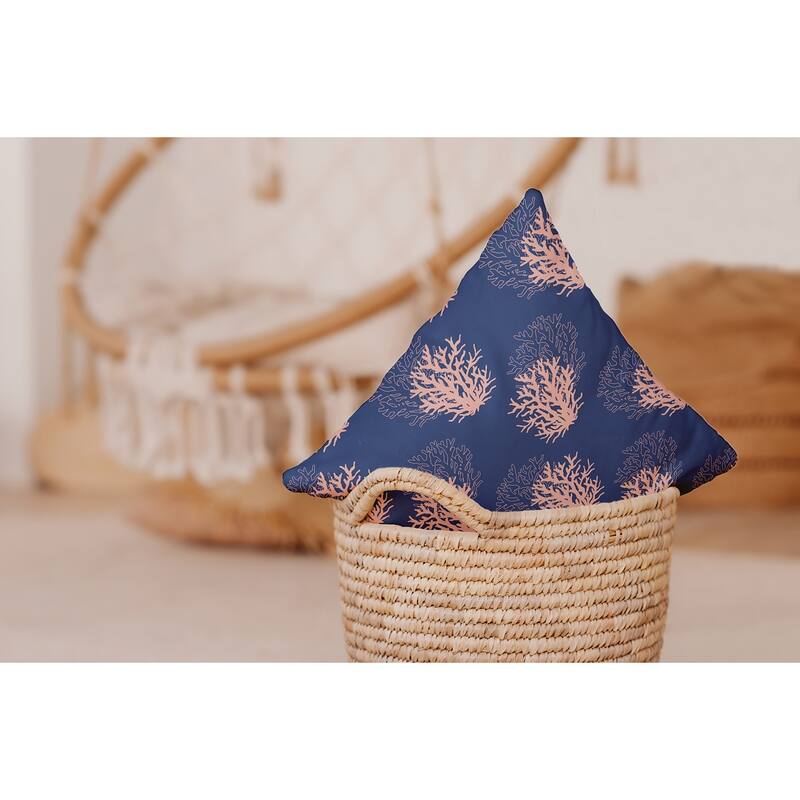 Coral Pattern Indoor/Outdoor Throw Pillow