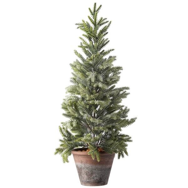 24inch Potted Frosted Mini Spruce Trees (Set of 2) On Sale Bed