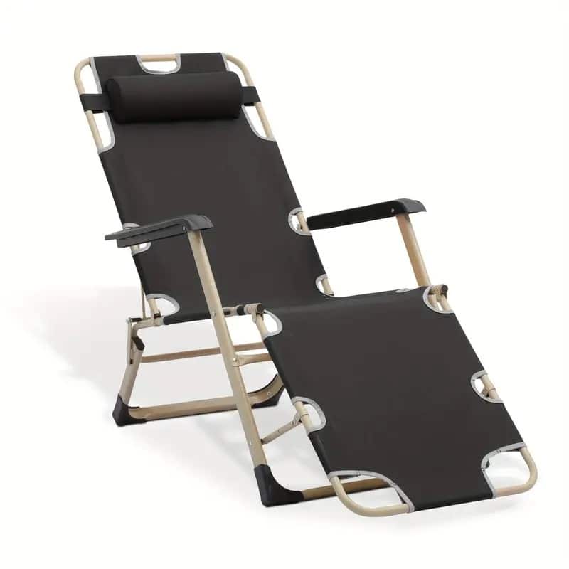 Deck Chair Black, No installation required, Easily Fold - Black