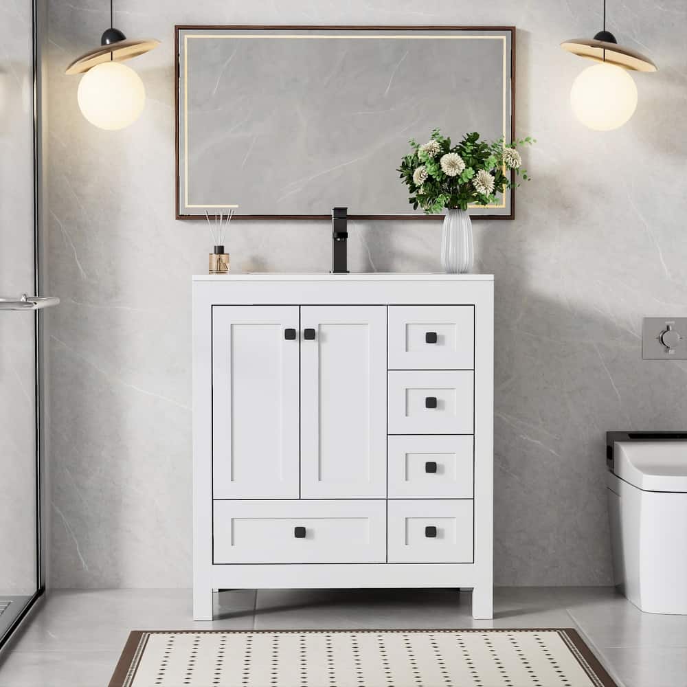 Eclife 30'' Bathroom Vanities Cabinet with Drop in Sink Combo Set