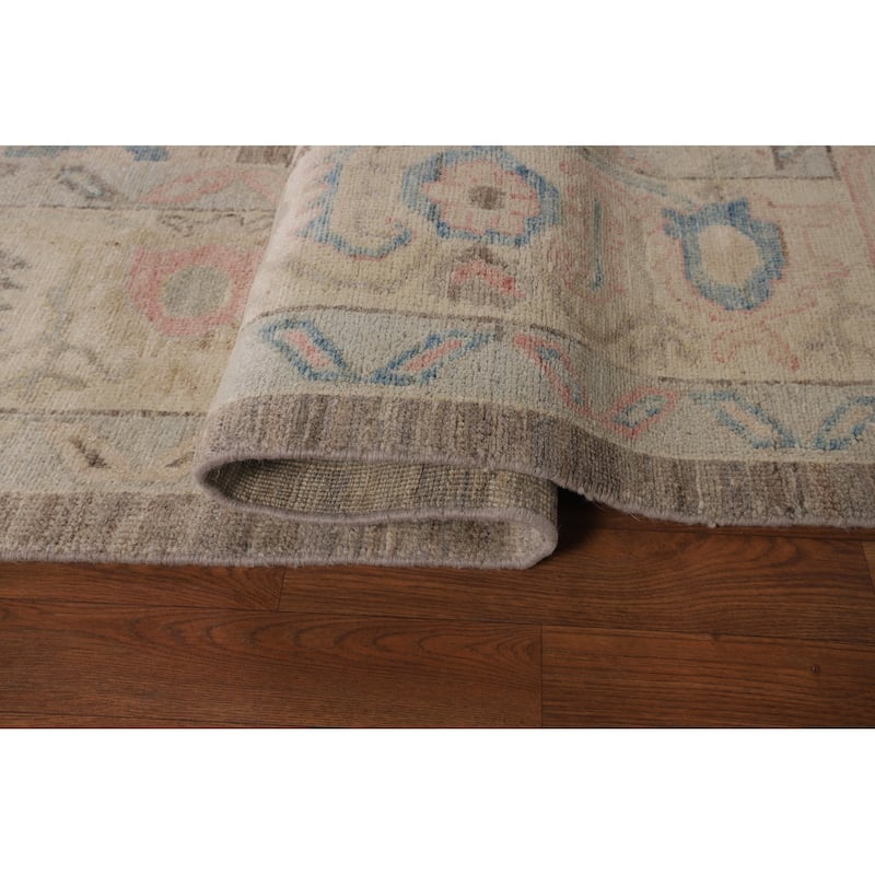 Brown Oushak Vegetable Dye Turkish Area Rug Handmade Wool Carpet - 8'3"x 9'10"