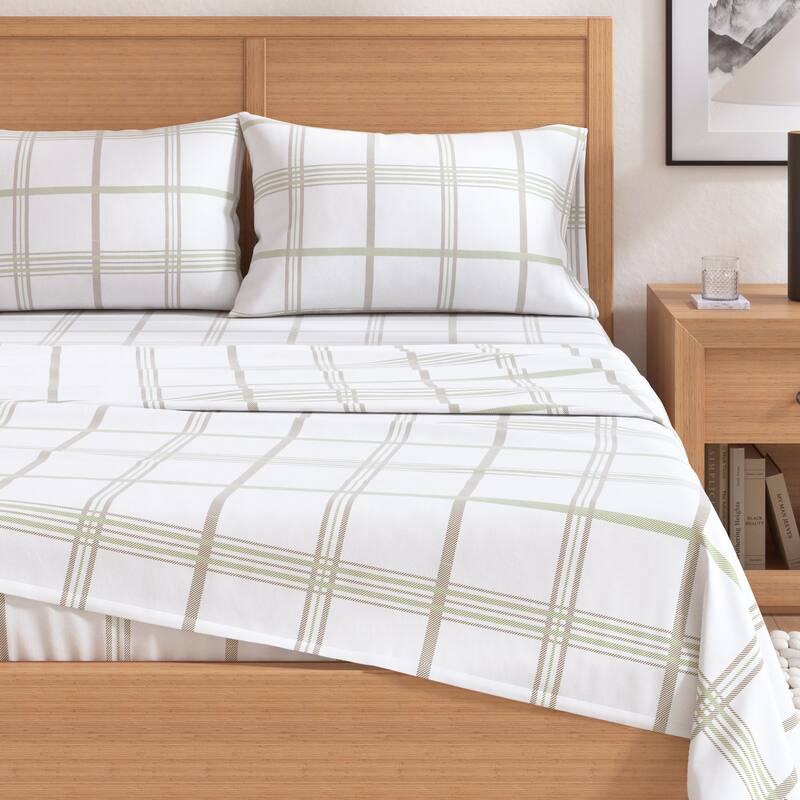 Linery & Co. Turkish Cotton Double-Brushed Printed Flannel Bed Sheet Set