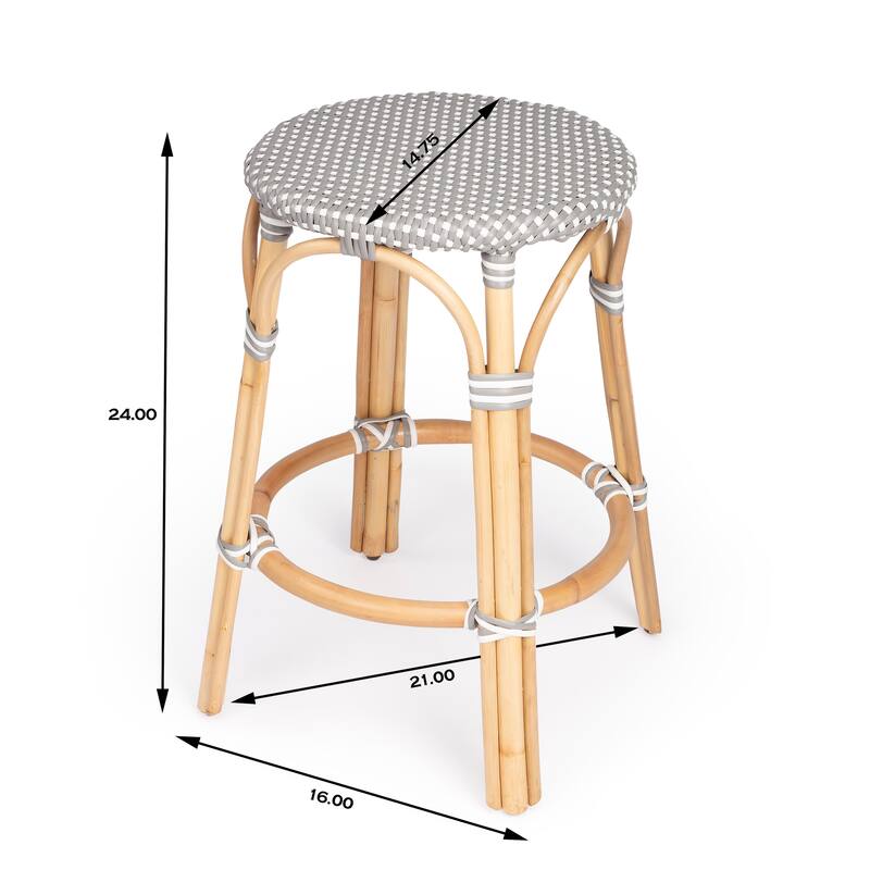 Tobias 24" Rattan Round Counter Stool