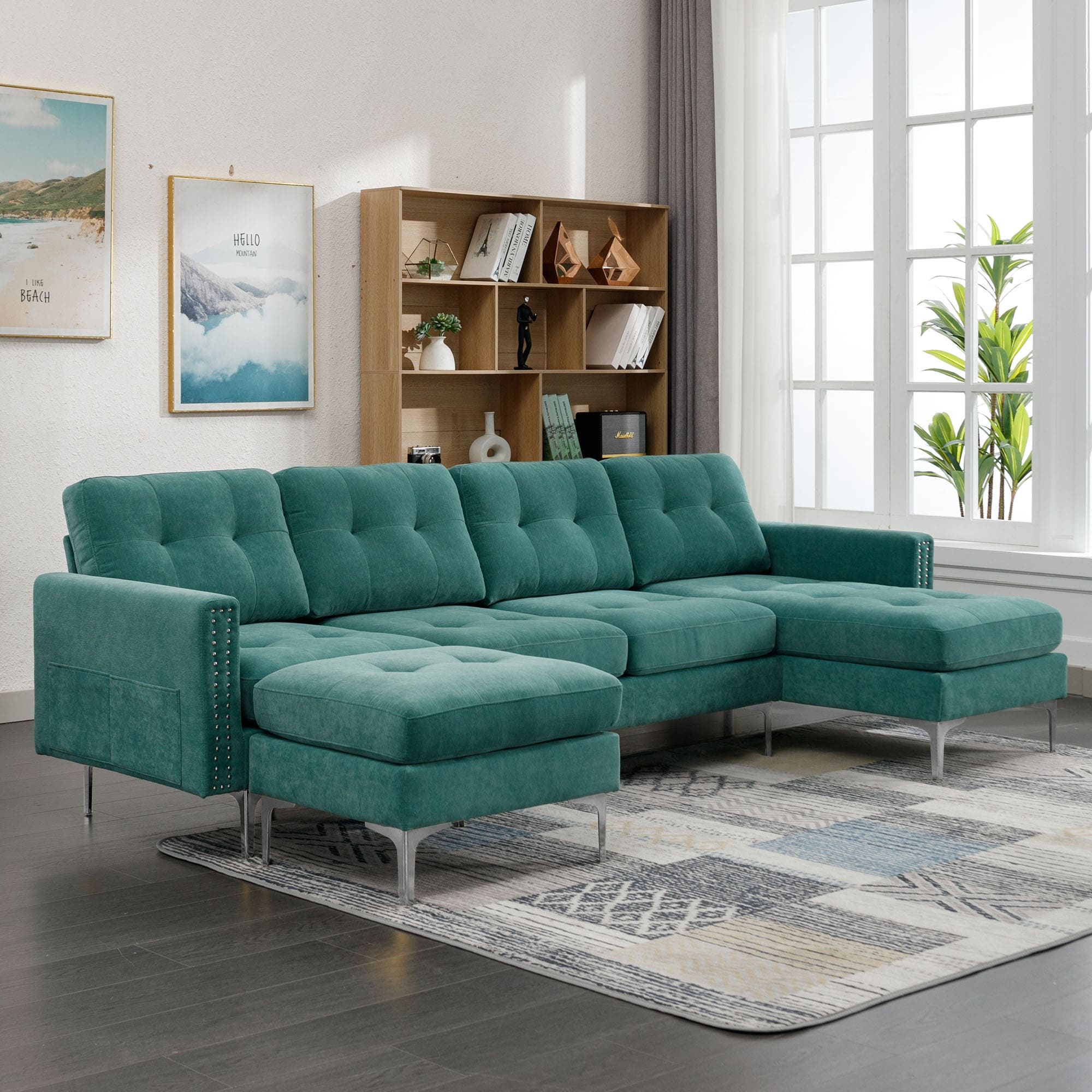 Teal sectional shop sofa with chaise