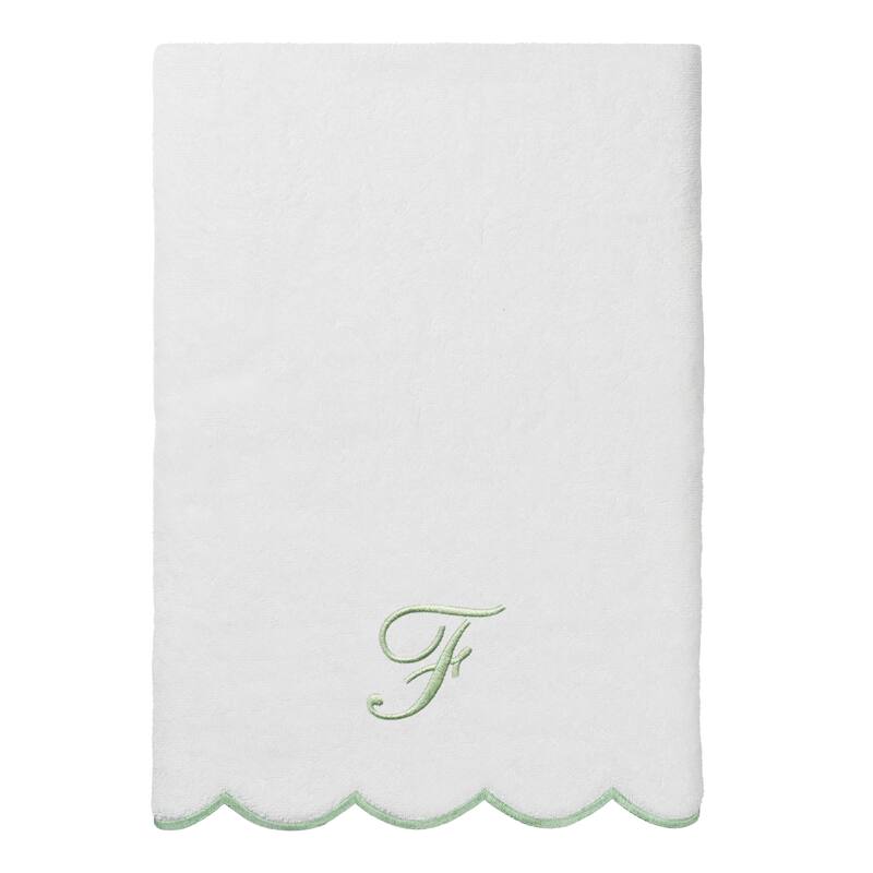 Authentic Hotel and Spa 100% Turkish Cotton Green ADORNIA Scallop Personalized 3 Piece Towel Set - 3 Piece Set
