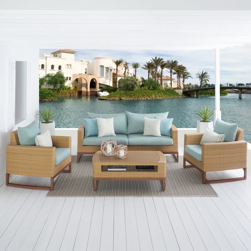 Milea 4 Piece Sunbrella Outdoor Patio Seating Set