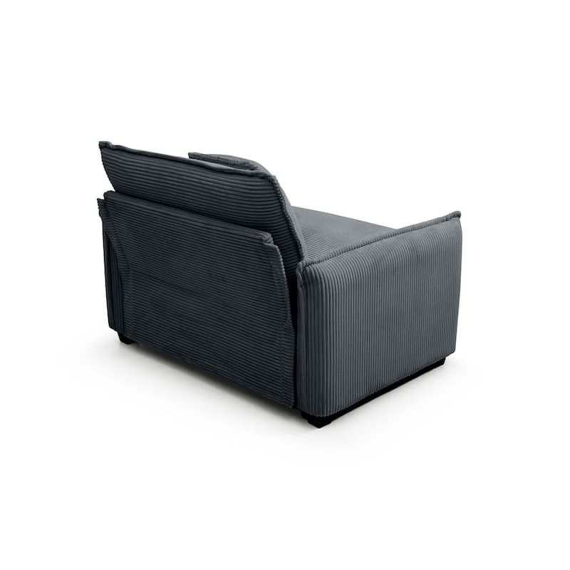 Corduroy Fabric Single Sofa Chair, Comfy Upholstered Reading Lounge Chair, Single Sofa with Removable Armrests & Pillow