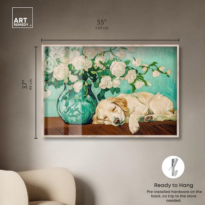 Rose Vase Puppy Shadowbox by Art Remedy