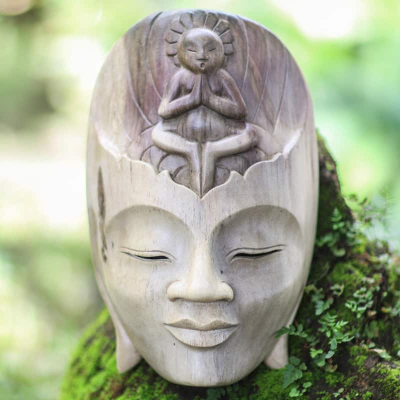 Novica Handmade Meditation Center Wood Mask