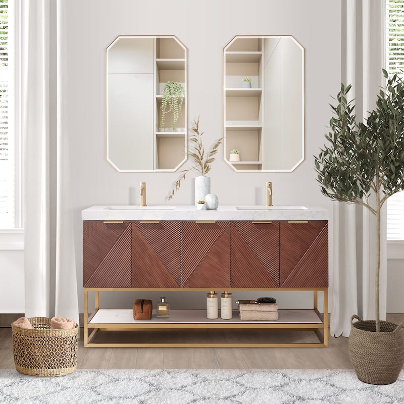 Mahon Double Bath Vanity with Composite Stone Top without Mirror