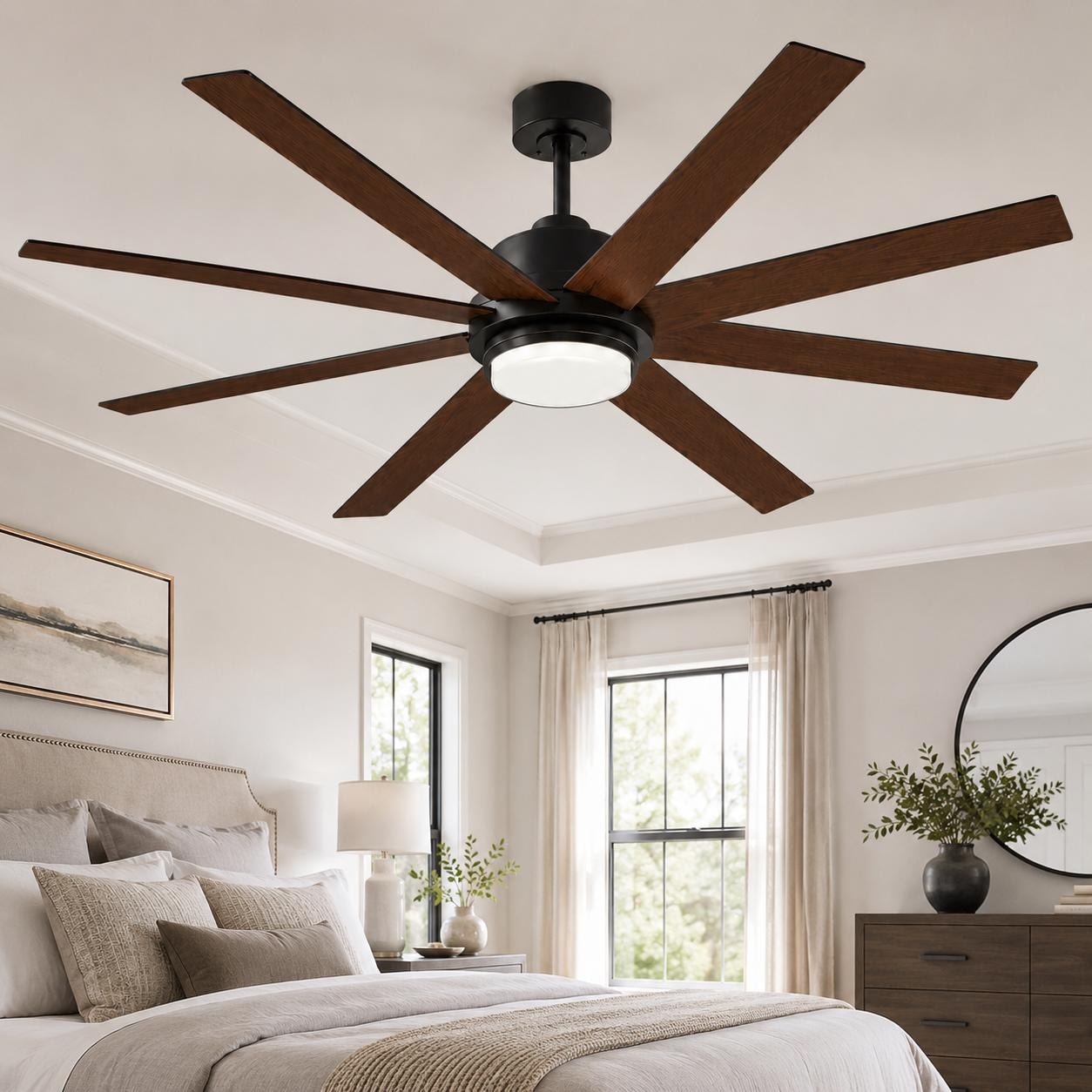 Airsurfer 60 Inch LED Ceiling Fan with 8 Plywood Blades, Remote