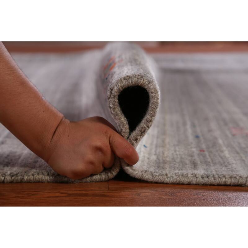 Hand Knotted Oriental 100% Wool Carpet Tribal Tribal Greys & Charcoal Gabbeh Area Rug - 12' 2'' X 9' 2''