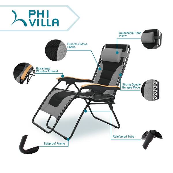 Phi Villa Oversize Xl Padded Zero Gravity Lounge Chair Wider Armrest Adjustable Recliner With Cup Holder N A Overstock 29124299