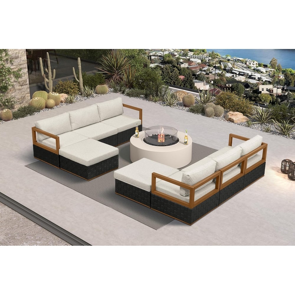 PURPLE LEAF GLFSF Black sofa with white seat Outdoor Couch for Yard Porch Deck Patio Conversation Sets