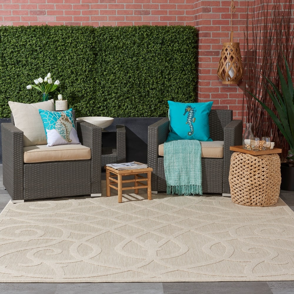 Nourison Palamos Geometric Scroll Indoor Outdoor Area Rug